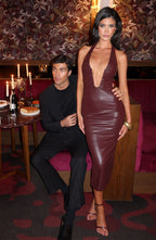 Ainsley Midi Dress - Burgundy - Napalia