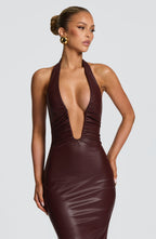 Ainsley Midi Dress - Burgundy - Napalia