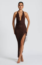 Airla Midi Dress - Plum Brown - Napalia