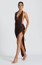Airla Midi Dress - Plum Brown - Napalia