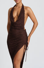 Airla Midi Dress - Plum Brown - Napalia