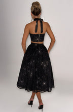 Alani Midi Skirt - Black Sparkle - Napalia