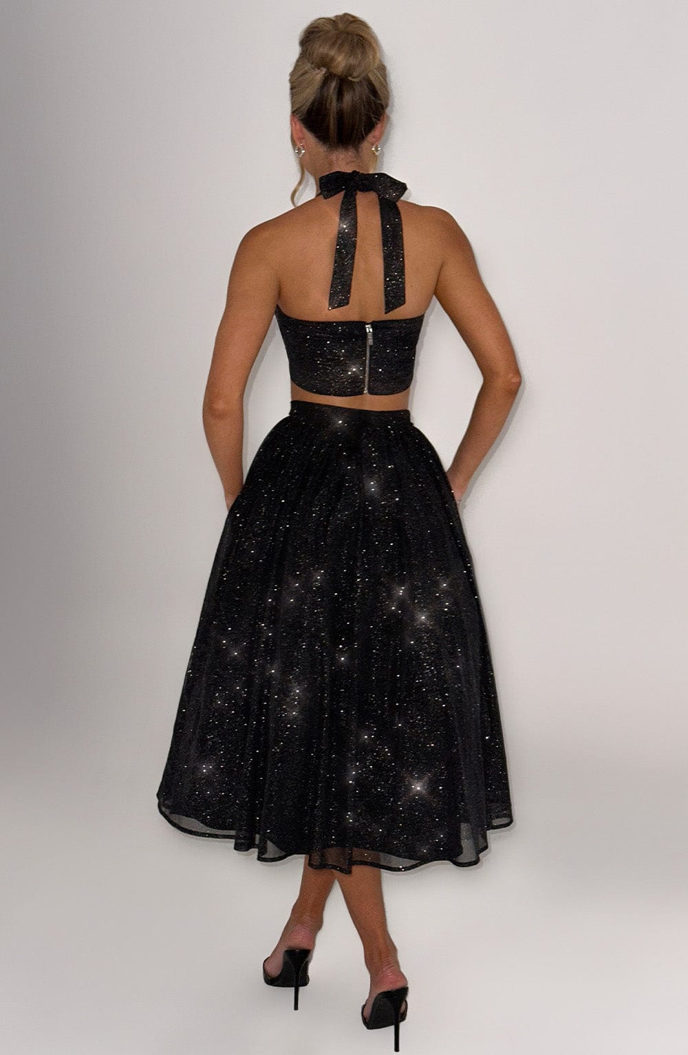 Alani Midi Skirt - Black Sparkle - Napalia