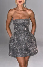 Alice Mini Dress - Grey Sparkle - Napalia