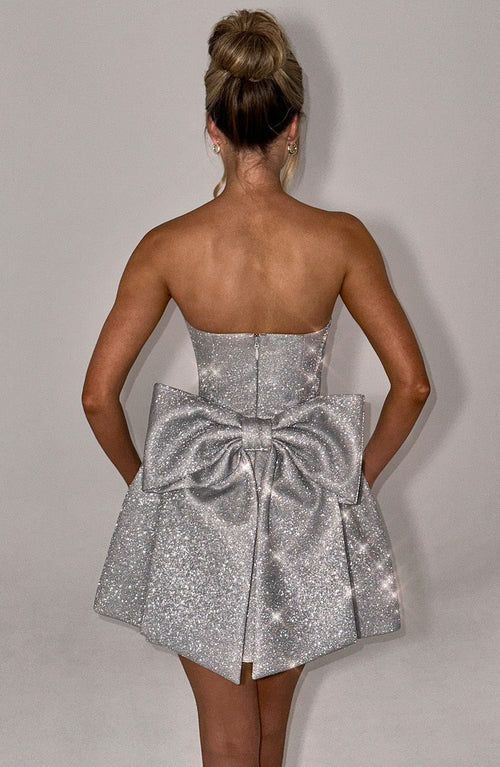 Alice Mini Dress - Silver Sparkle - Napalia