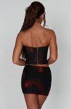 Alina Mini Skirt - Fire Print - Napalia