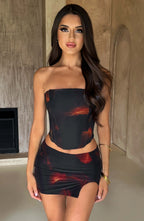 Alina Mini Skirt - Fire Print - Napalia