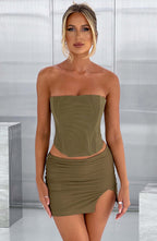 Alina Mini Skirt - Khaki - Napalia