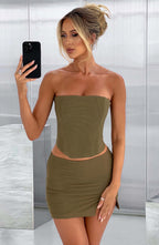 Alina Mini Skirt - Khaki - Napalia