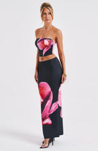 Allegra Maxi Skirt - Black Floral Print - Napalia
