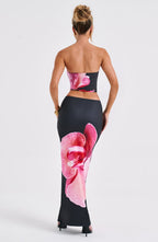 Allegra Maxi Skirt - Black Floral Print - Napalia