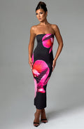 Allegra Midi Dress - Black Floral Print - Napalia
