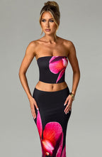 Allegra Top - Black Floral Print - Napalia