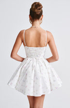 Analeigh Mini Dress - White Multi Floral Print - Napalia