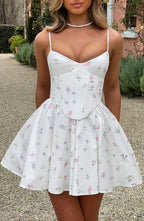 Analeigh Mini Dress - White Multi Floral Print - Napalia