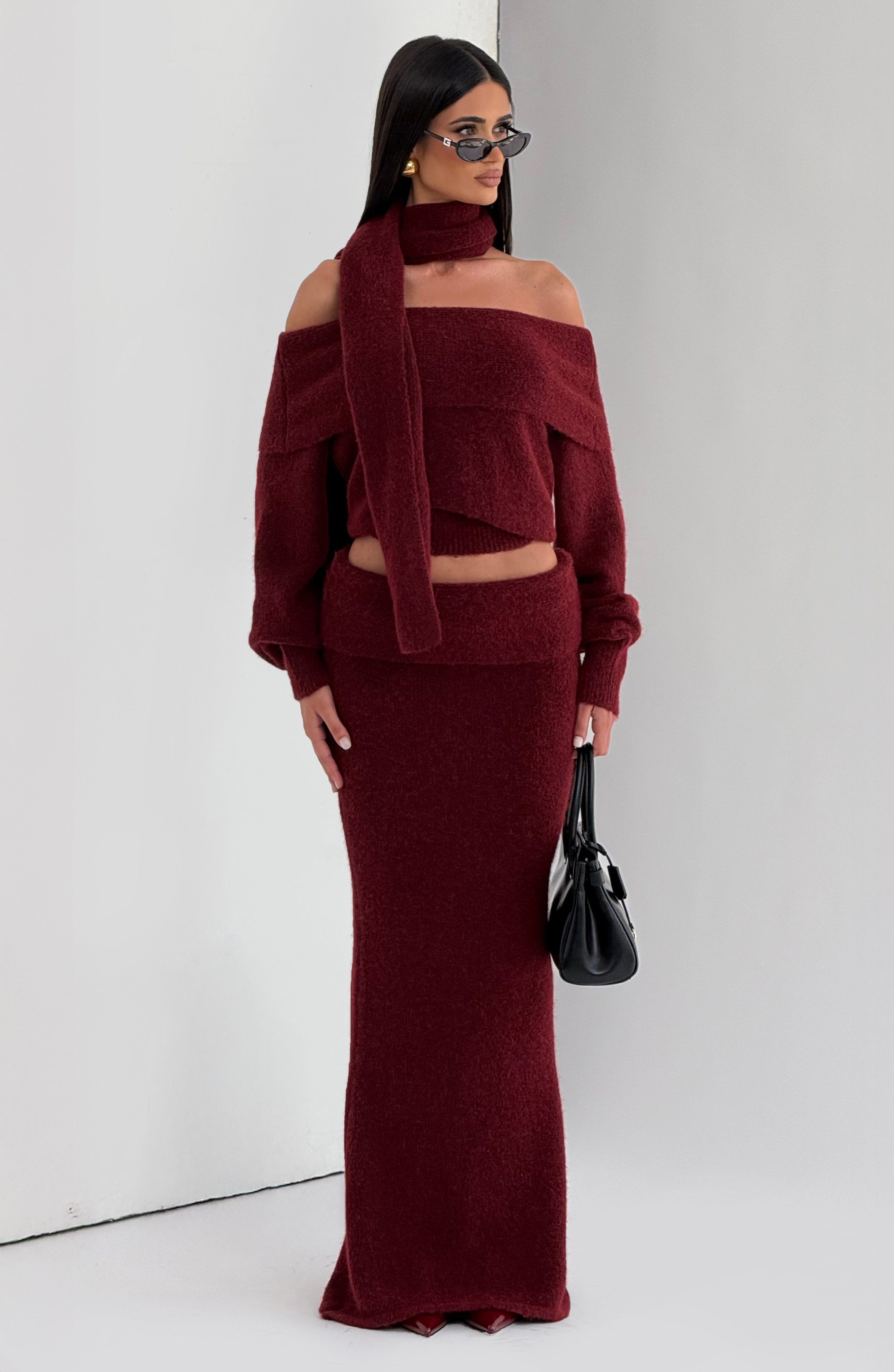 Andie Maxi Skirt - Burgundy - Napalia