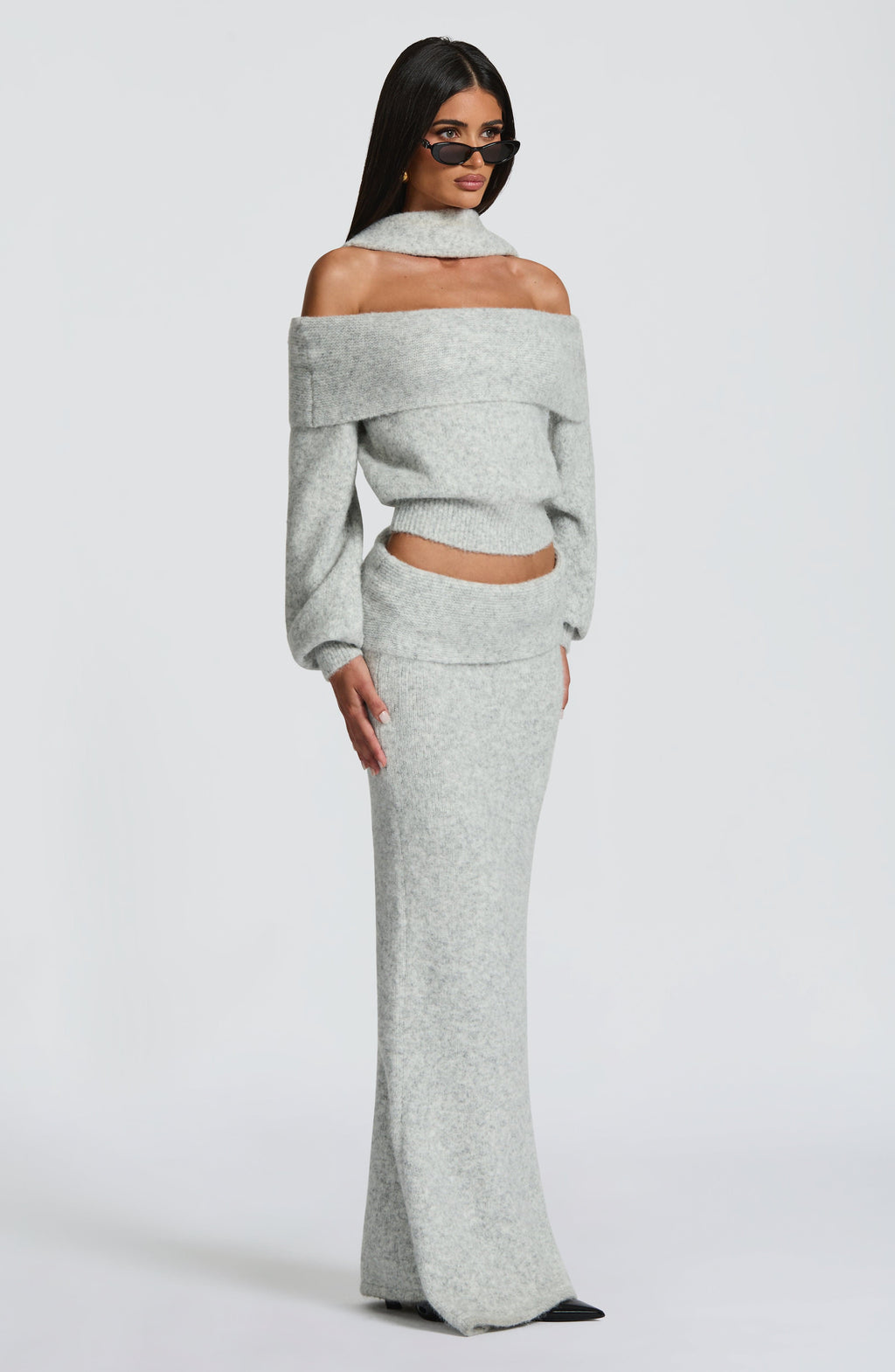 Andie Maxi Skirt - Light Grey Marl - Napalia