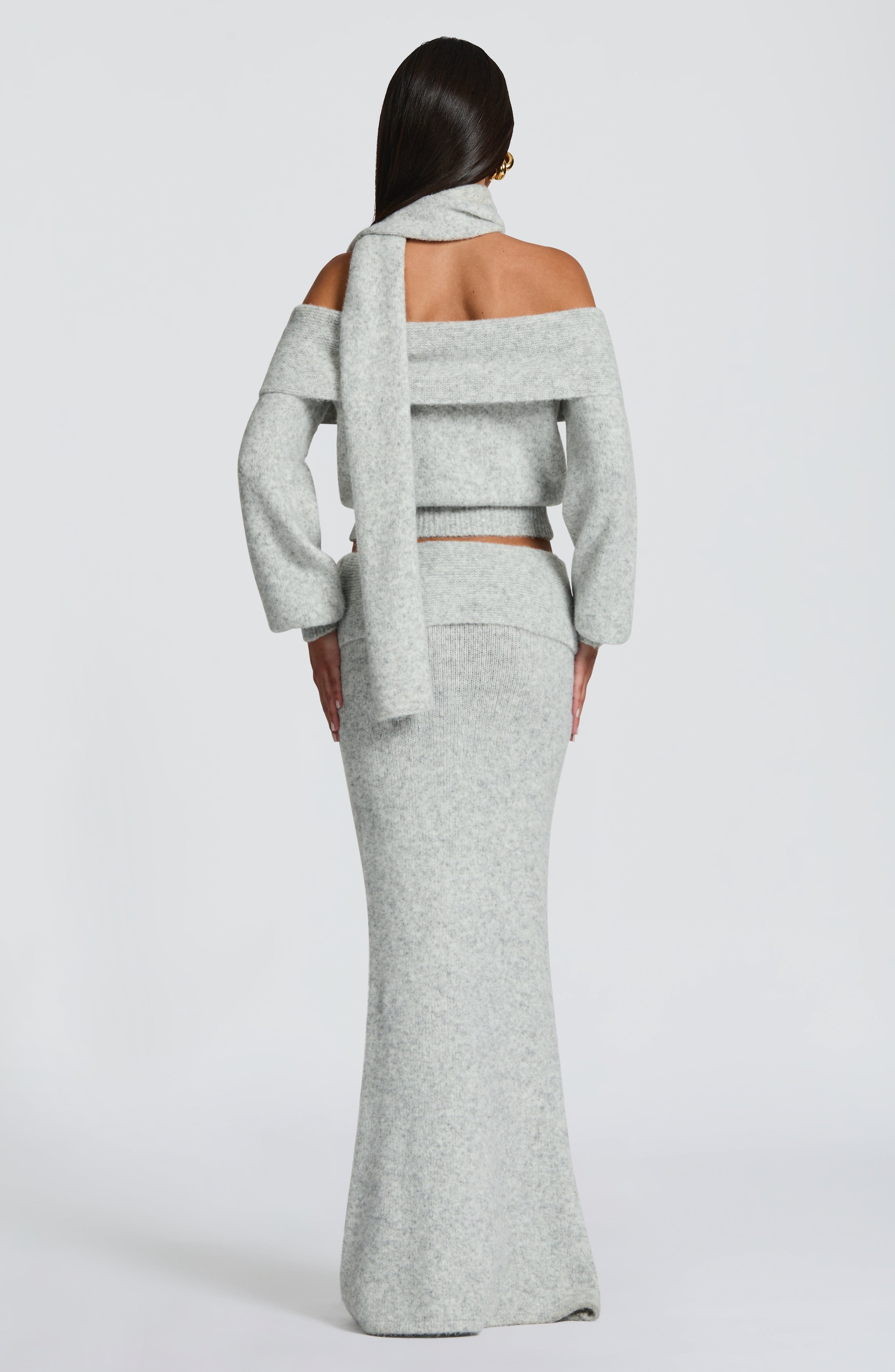 Andie Maxi Skirt - Light Grey Marl - Napalia