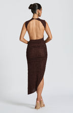 Aphrodite Midi Dress - Plum Brown - Napalia