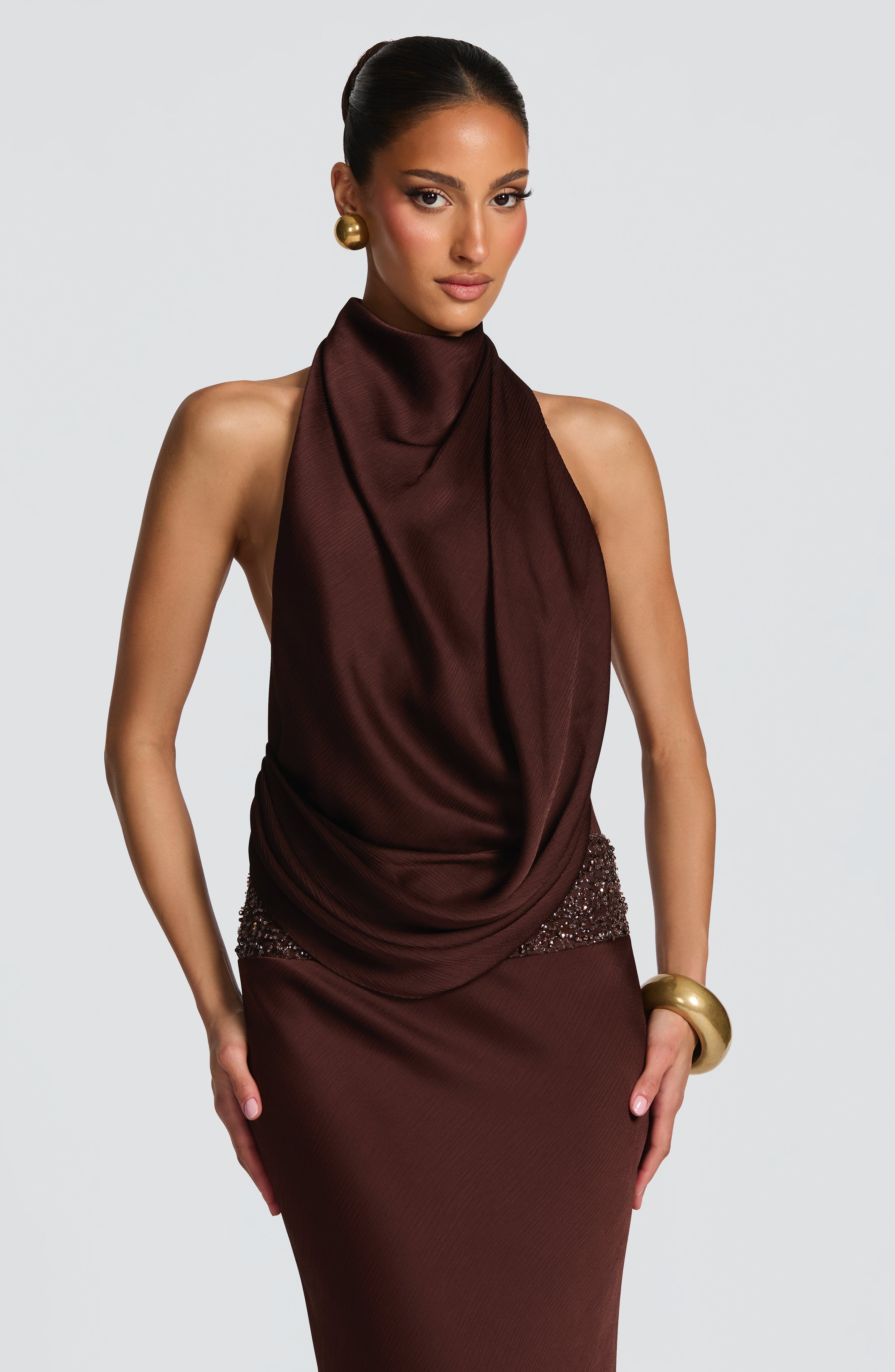 Armelle Maxi Dress - Plum Brown - Napalia