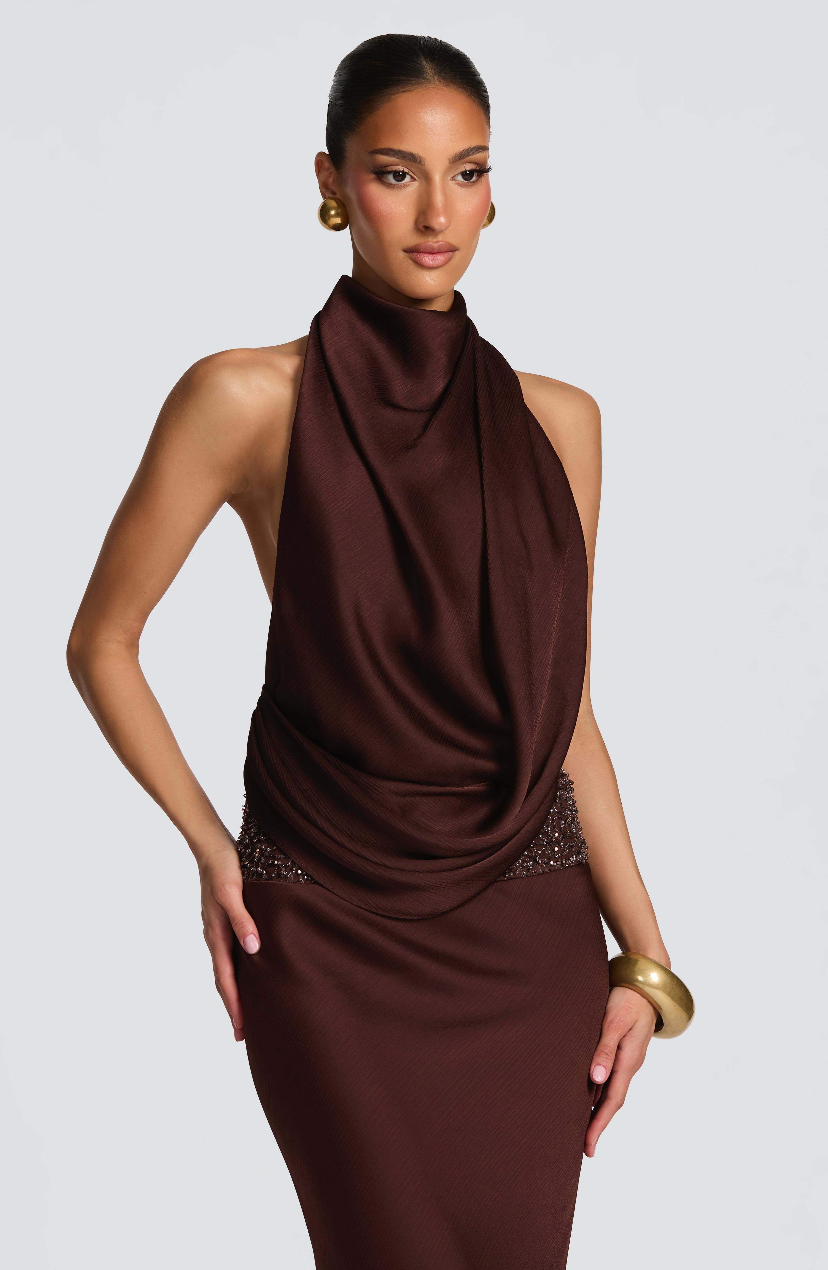 Armelle Maxi Dress - Plum Brown - Napalia