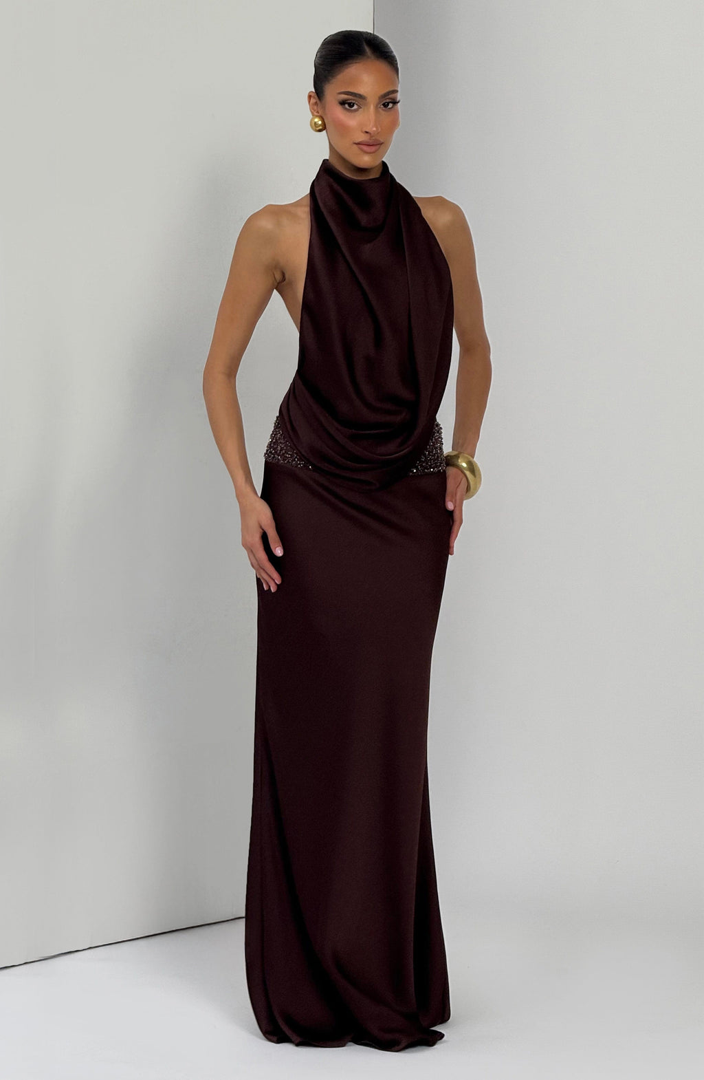 Armelle Maxi Dress - Plum Brown - Napalia