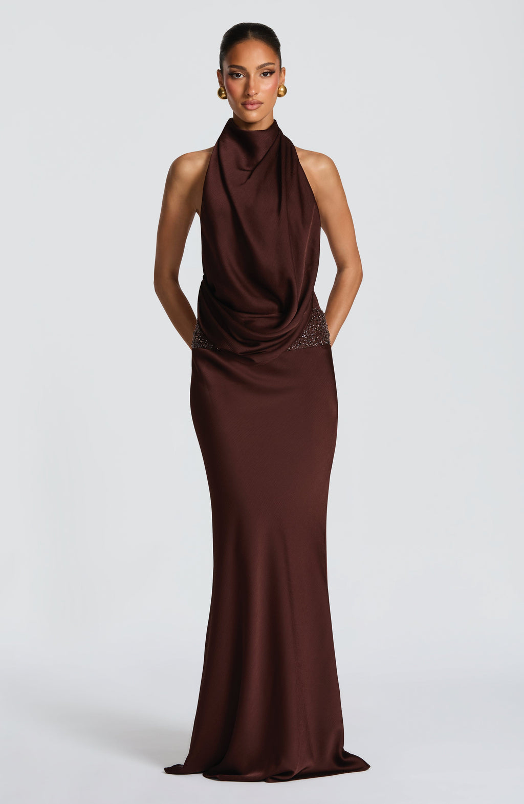 Armelle Maxi Dress - Plum Brown - Napalia