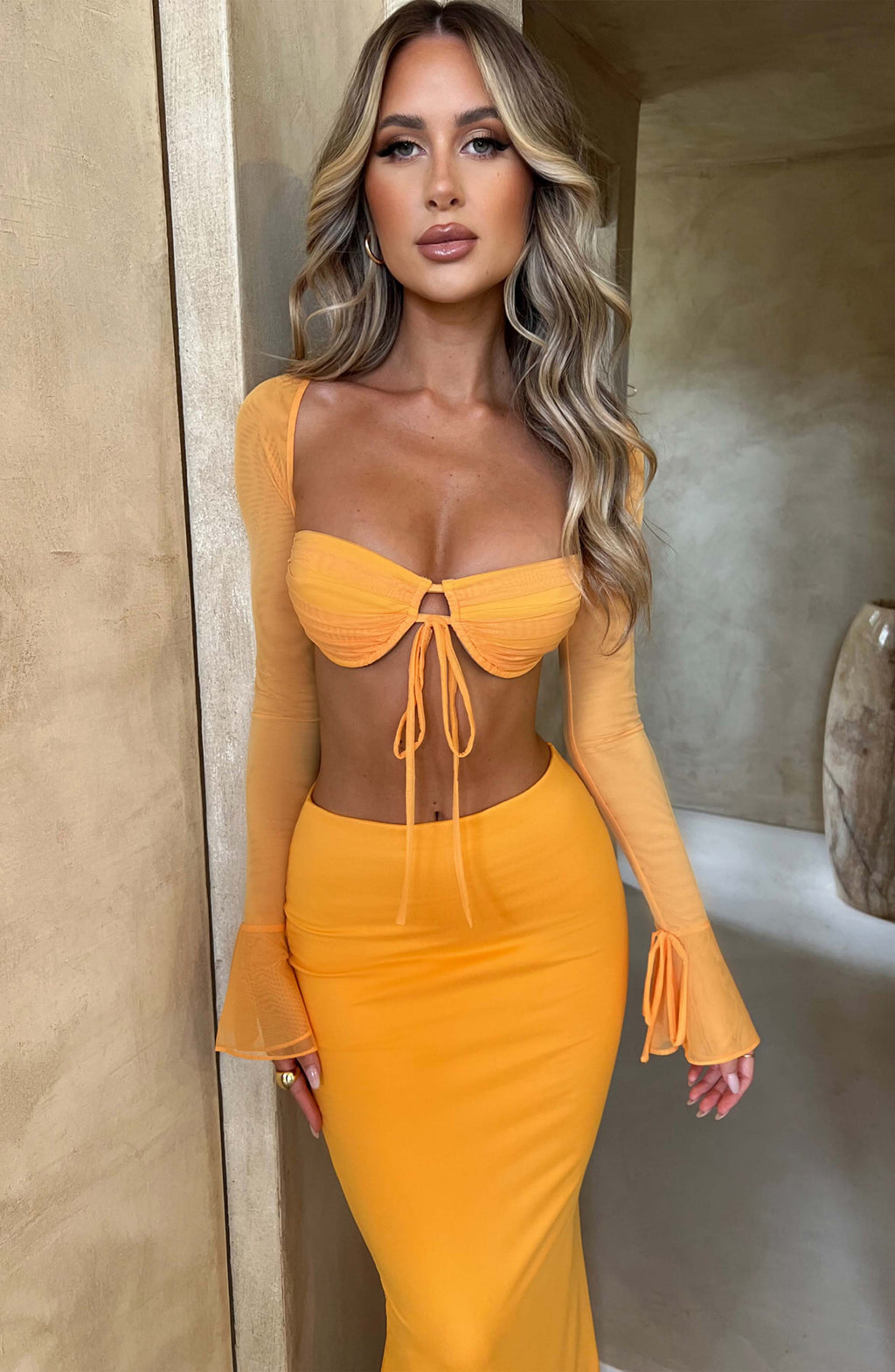 Astrid Maxi Skirt - Tangerine - Napalia