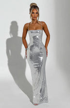 Atari Maxi Dress - Silver - Napalia