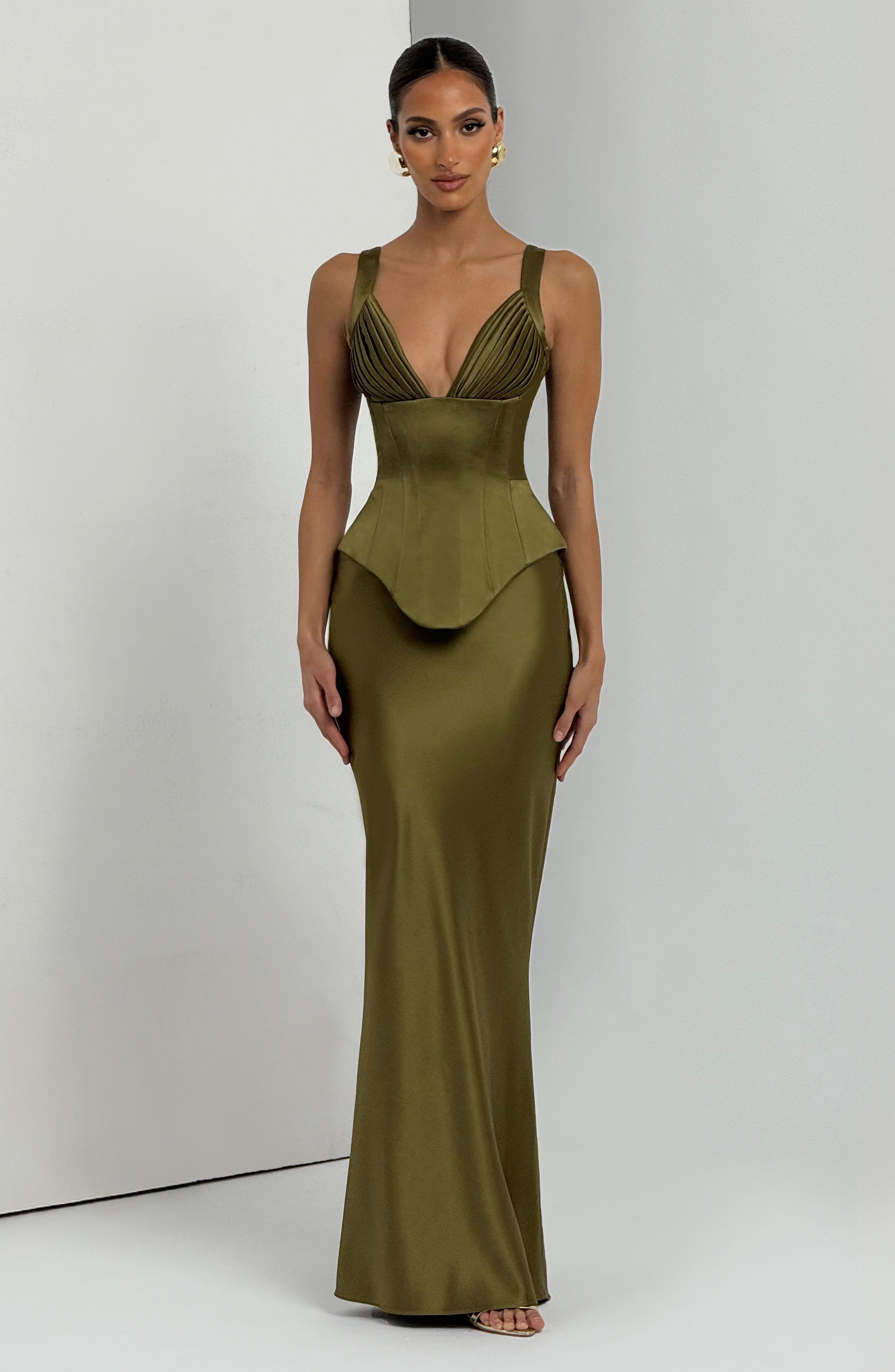 Atlanta Maxi Skirt - Deep Olive - Napalia