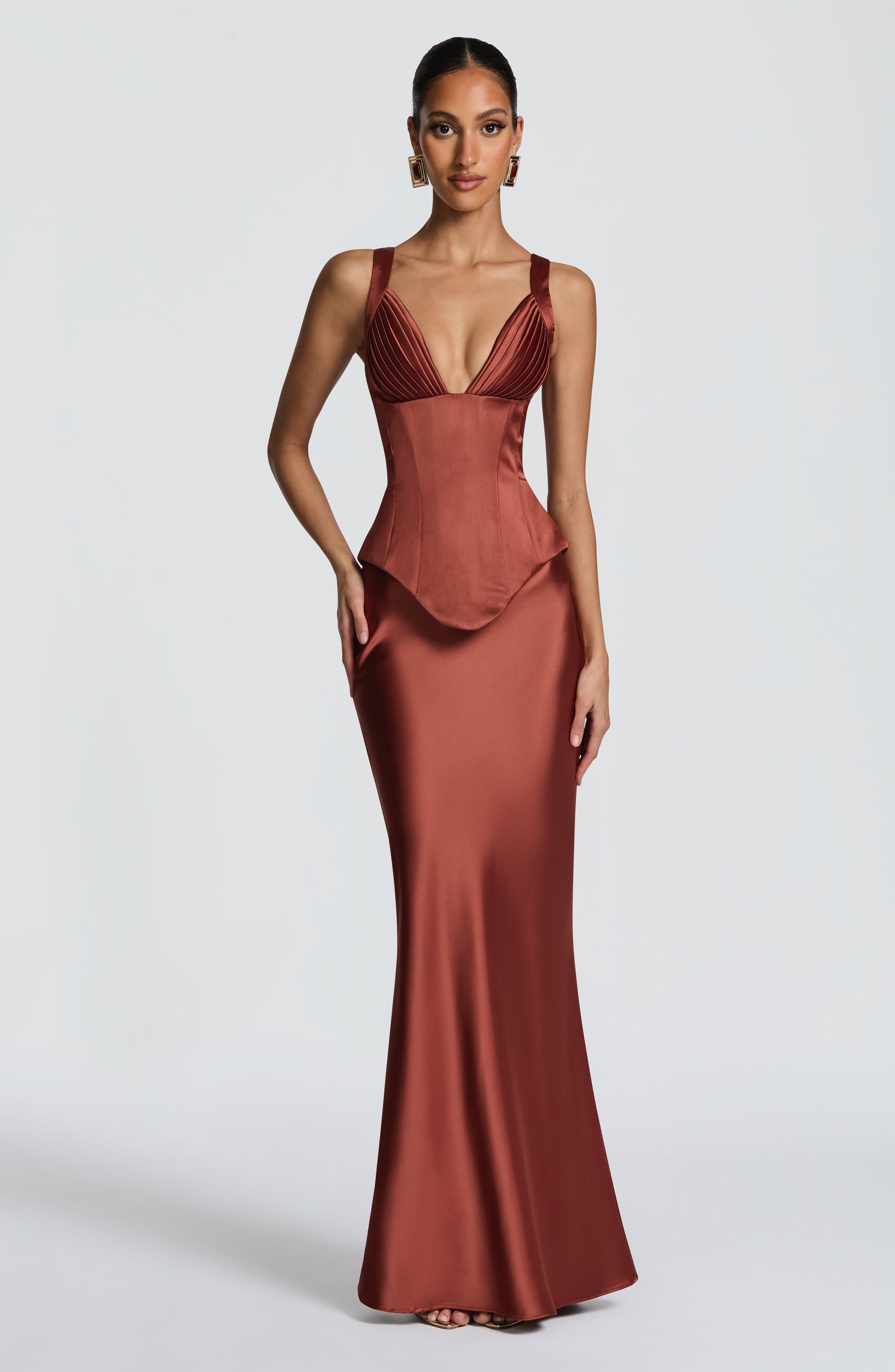 Atlanta Maxi Skirt - Rust - Napalia