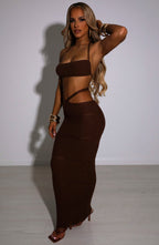 Aubery Maxi Skirt - Chocolate - Napalia