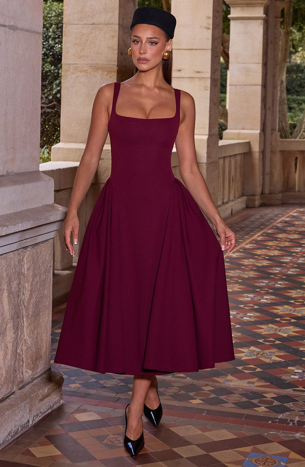Betty Midi Dress - Cherry Lacquer - Napalia