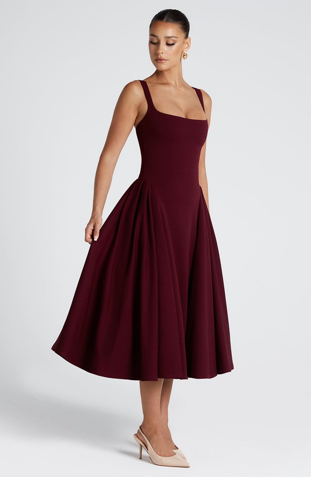 Betty Midi Dress - Cherry Lacquer - Napalia