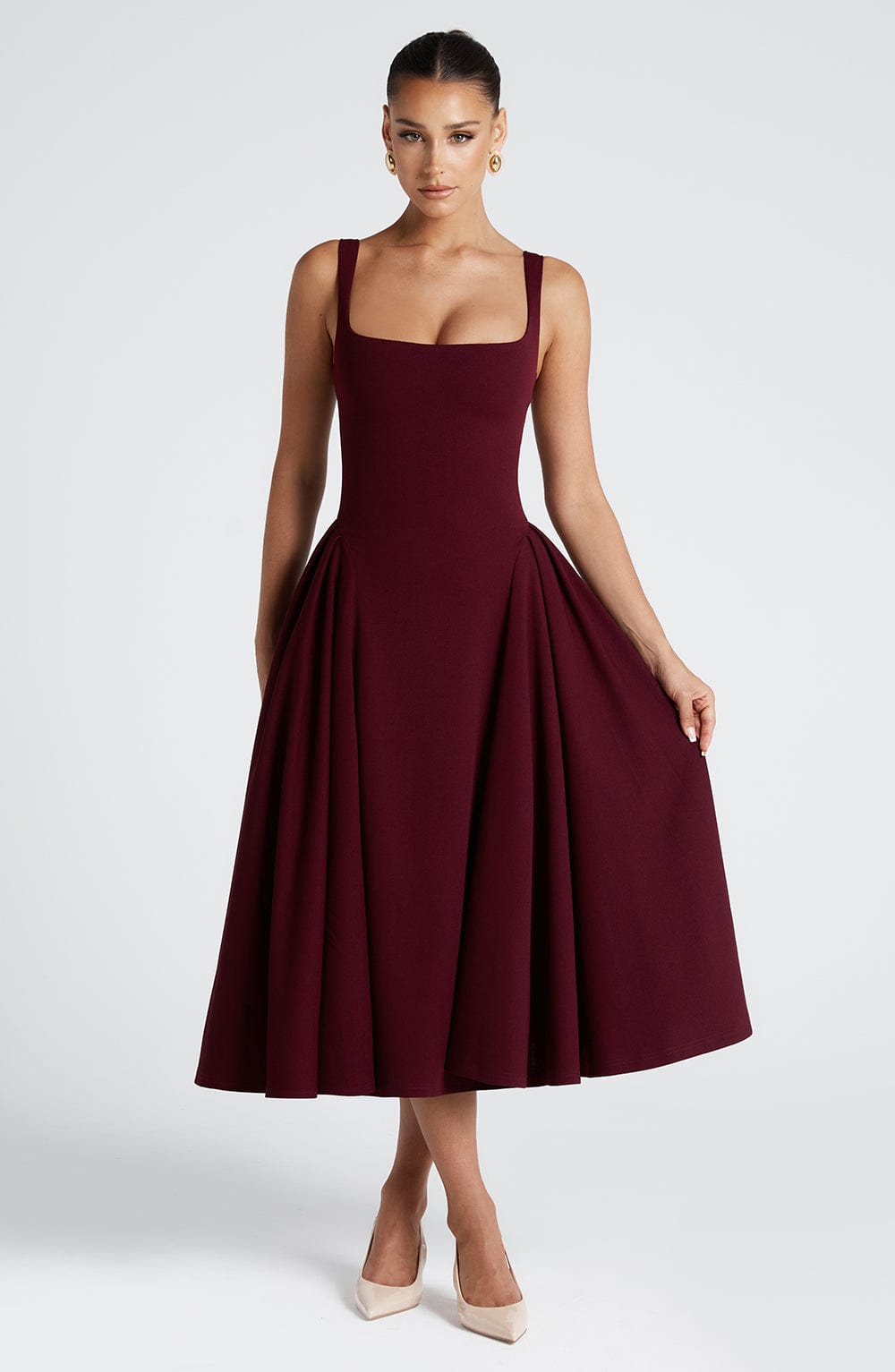 Betty Midi Dress - Cherry Lacquer - Napalia