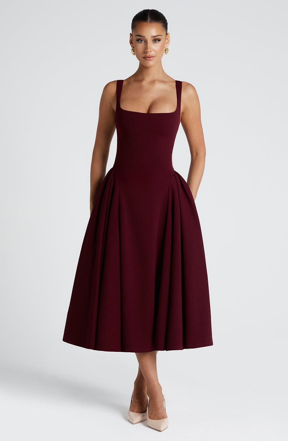 Betty Midi Dress - Cherry Lacquer - Napalia