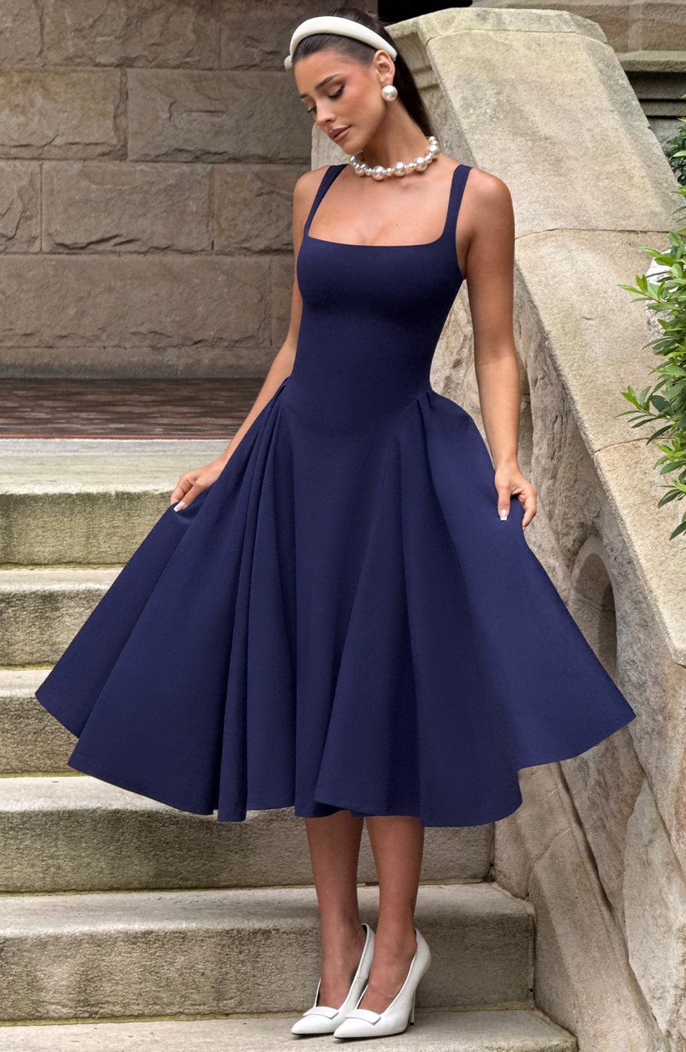 Betty Midi Dress - Navy - Napalia