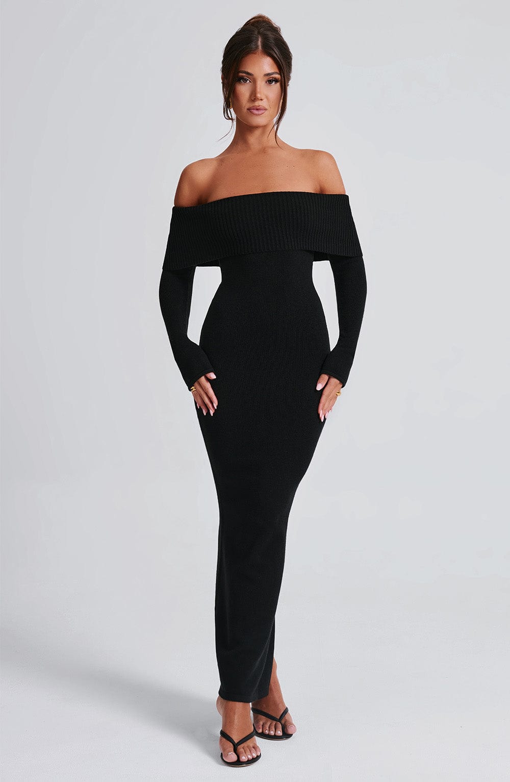 Beverley Knit Maxi Dress - Black - Napalia