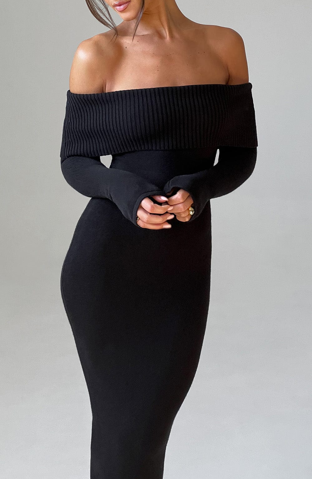 Beverley Knit Maxi Dress - Black - Napalia