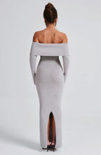 Beverley Knit Maxi Dress - Light Grey Marl - Napalia
