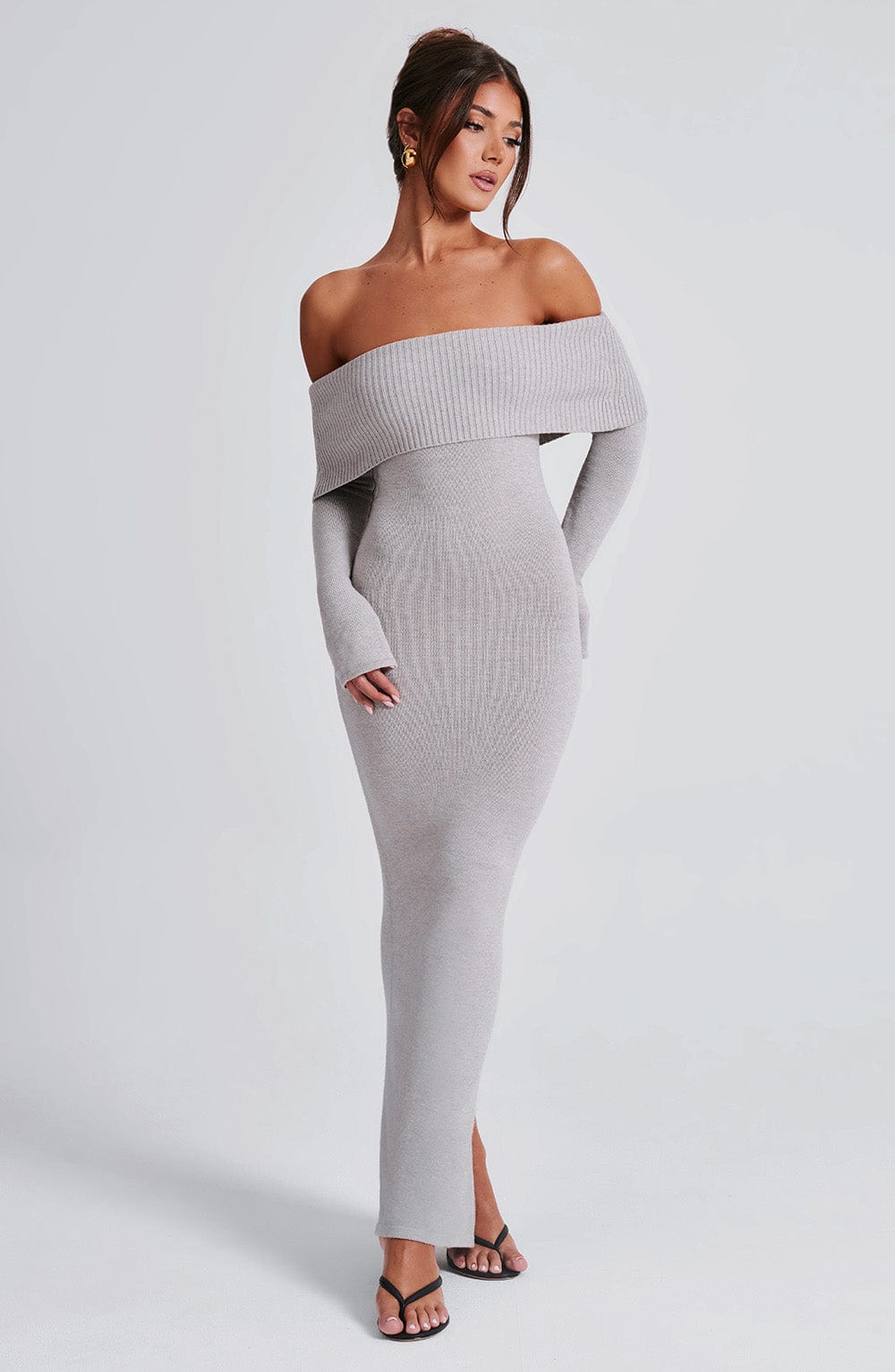 Beverley Knit Maxi Dress - Light Grey Marl - Napalia