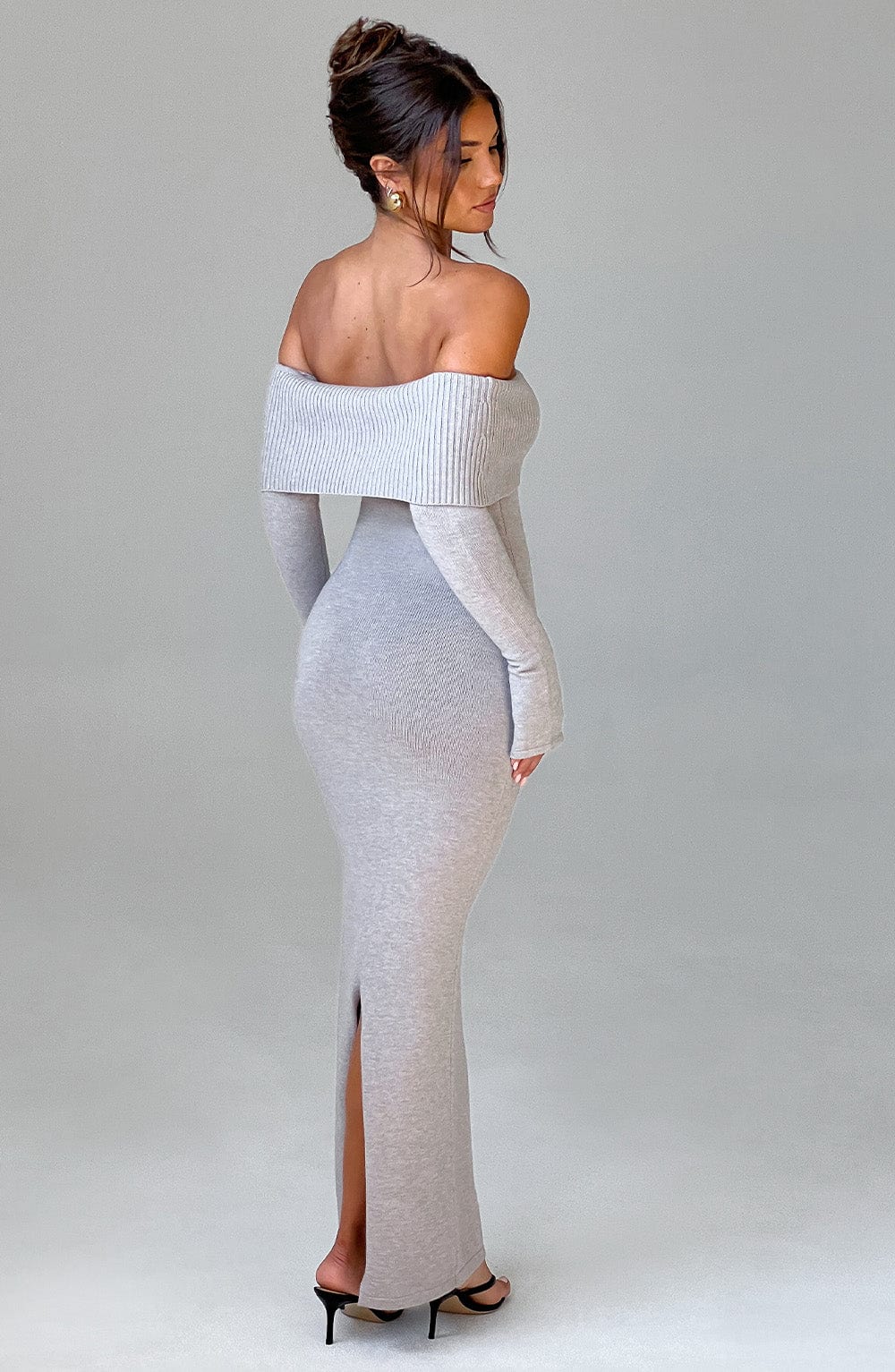 Beverley Knit Maxi Dress - Light Grey Marl - Napalia