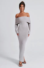 Beverley Knit Maxi Dress - Light Grey Marl - Napalia