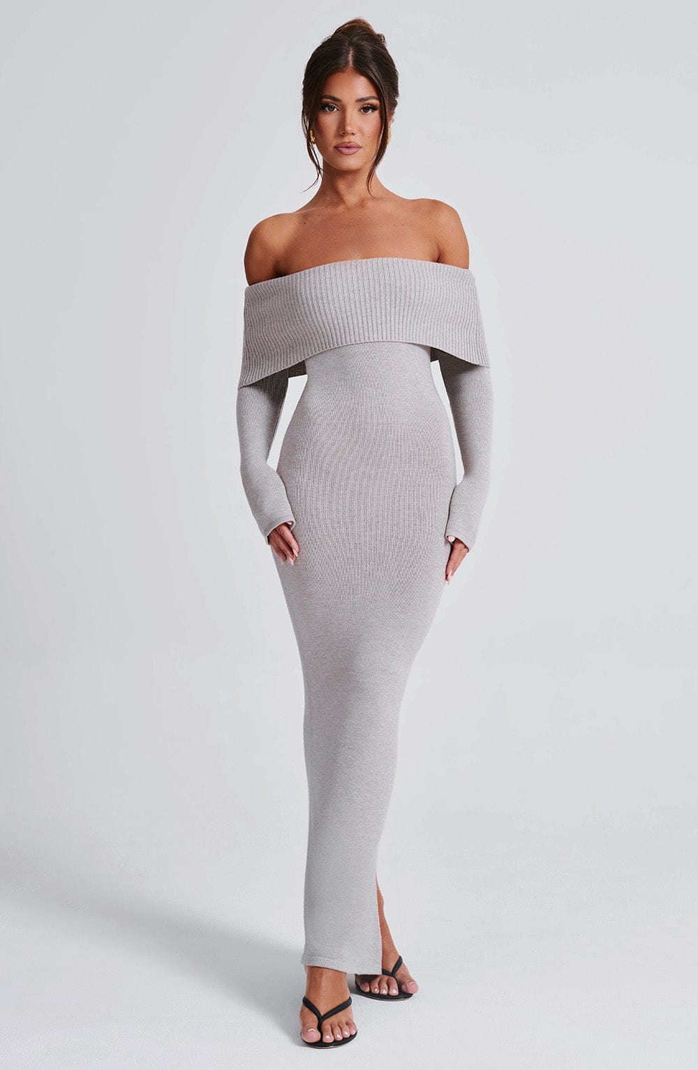 Beverley Knit Maxi Dress - Light Grey Marl - Napalia