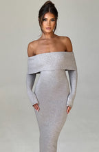 Beverley Knit Maxi Dress - Light Grey Marl - Napalia
