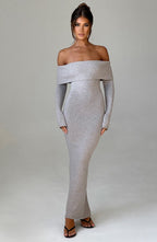 Beverley Knit Maxi Dress - Light Grey Marl - Napalia