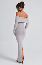 Beverley Knit Maxi Dress - Light Grey Marl - Napalia