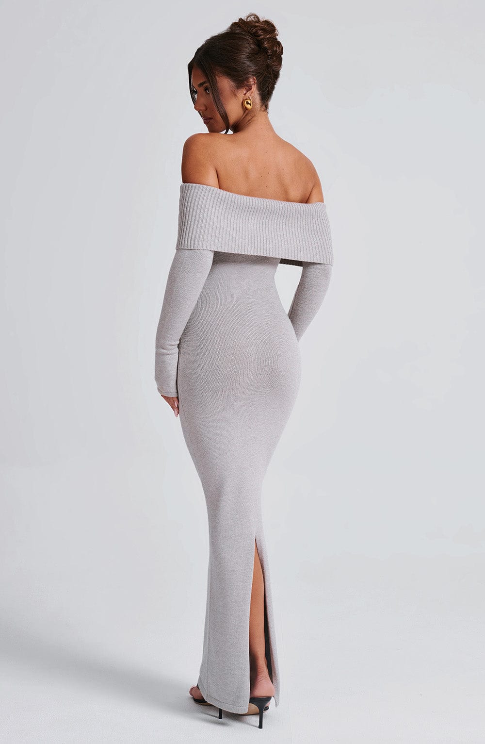 Beverley Knit Maxi Dress - Light Grey Marl - Napalia
