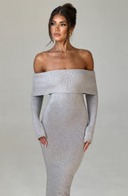 Beverley Knit Maxi Dress - Light Grey Marl - Napalia