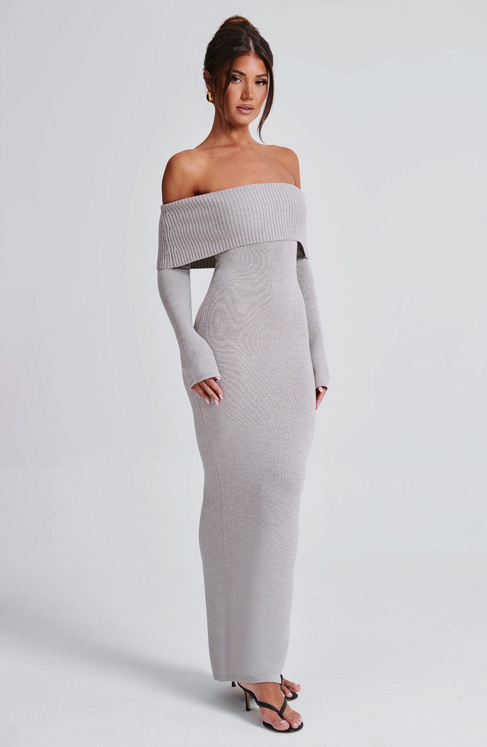 Beverley Knit Maxi Dress - Light Grey Marl - Napalia